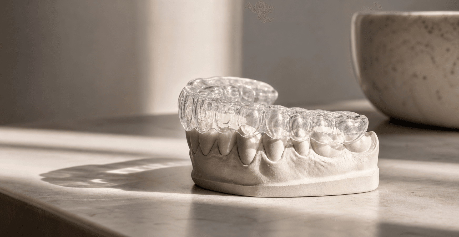 Custom night guard being fitted for a patient at Cedarbrae Dental Center