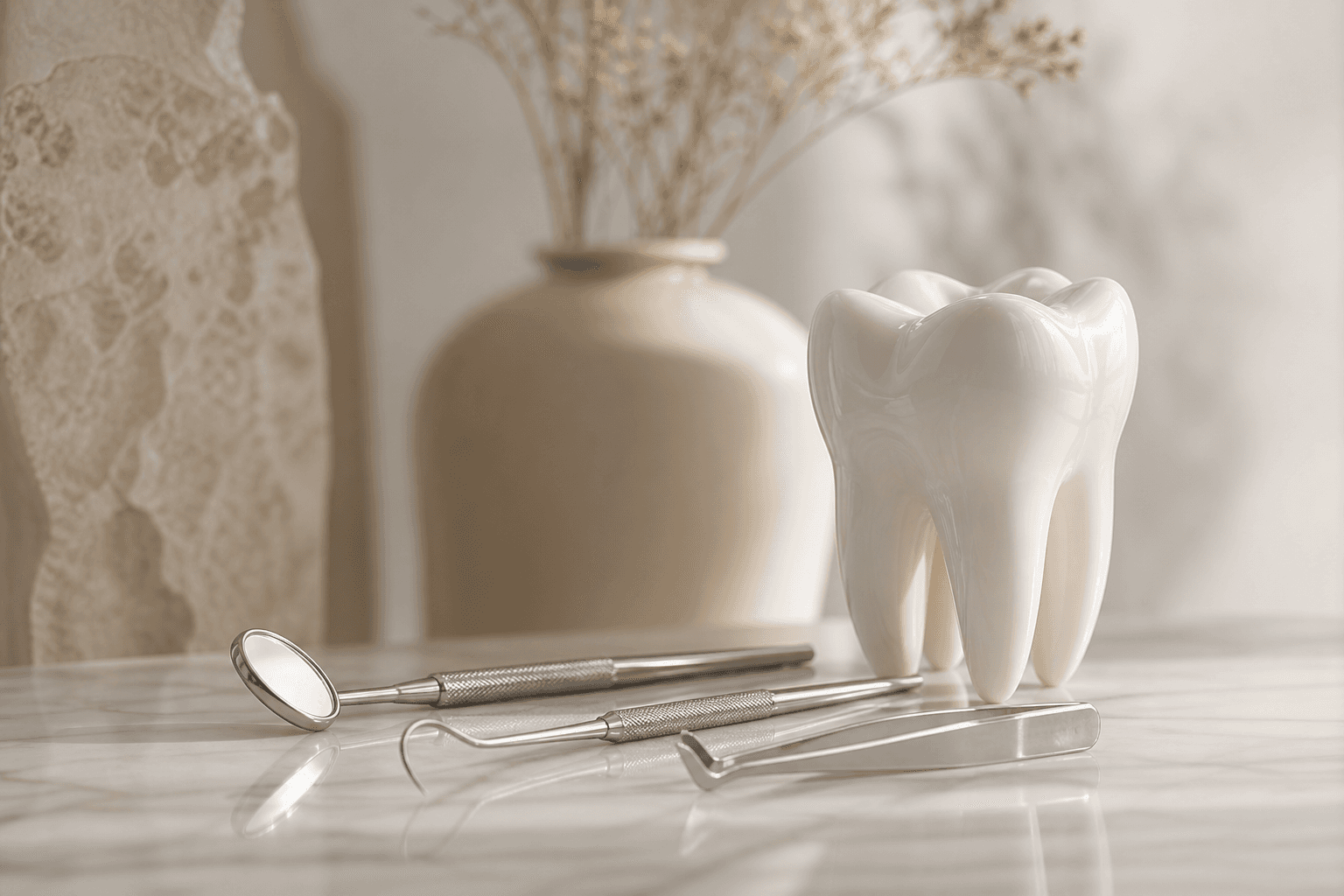 Hygienist preparing instruments for a gentle teeth cleaning visit